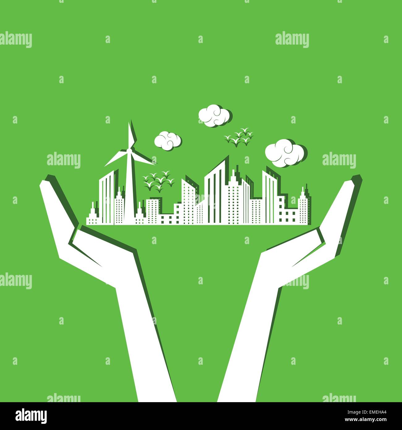 Sauver la nature concept avec les mains Illustration de Vecteur