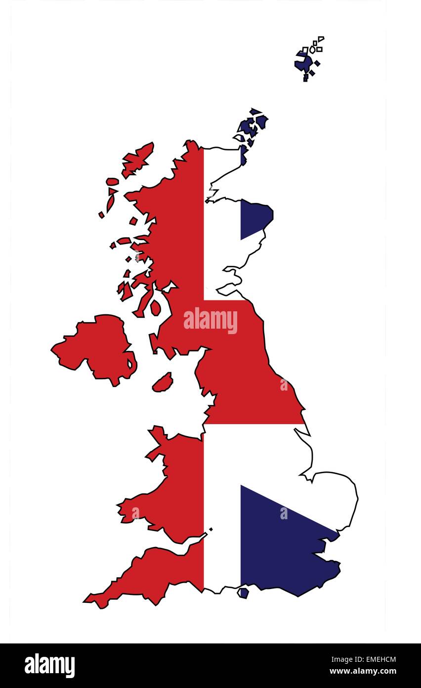 Royaume-uni la carte et drapeau Illustration de Vecteur