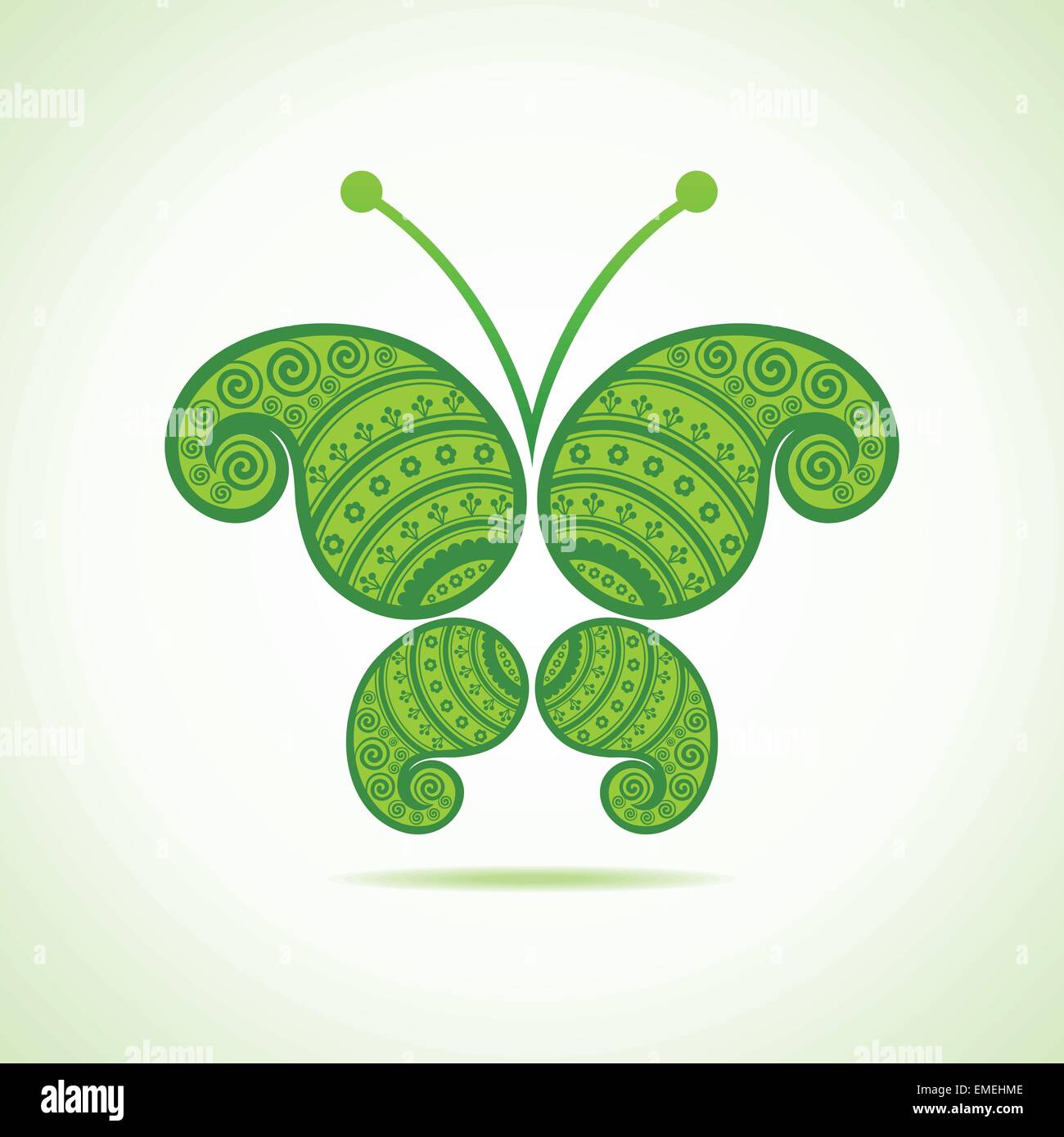 Papillon décoratif vert Illustration de Vecteur