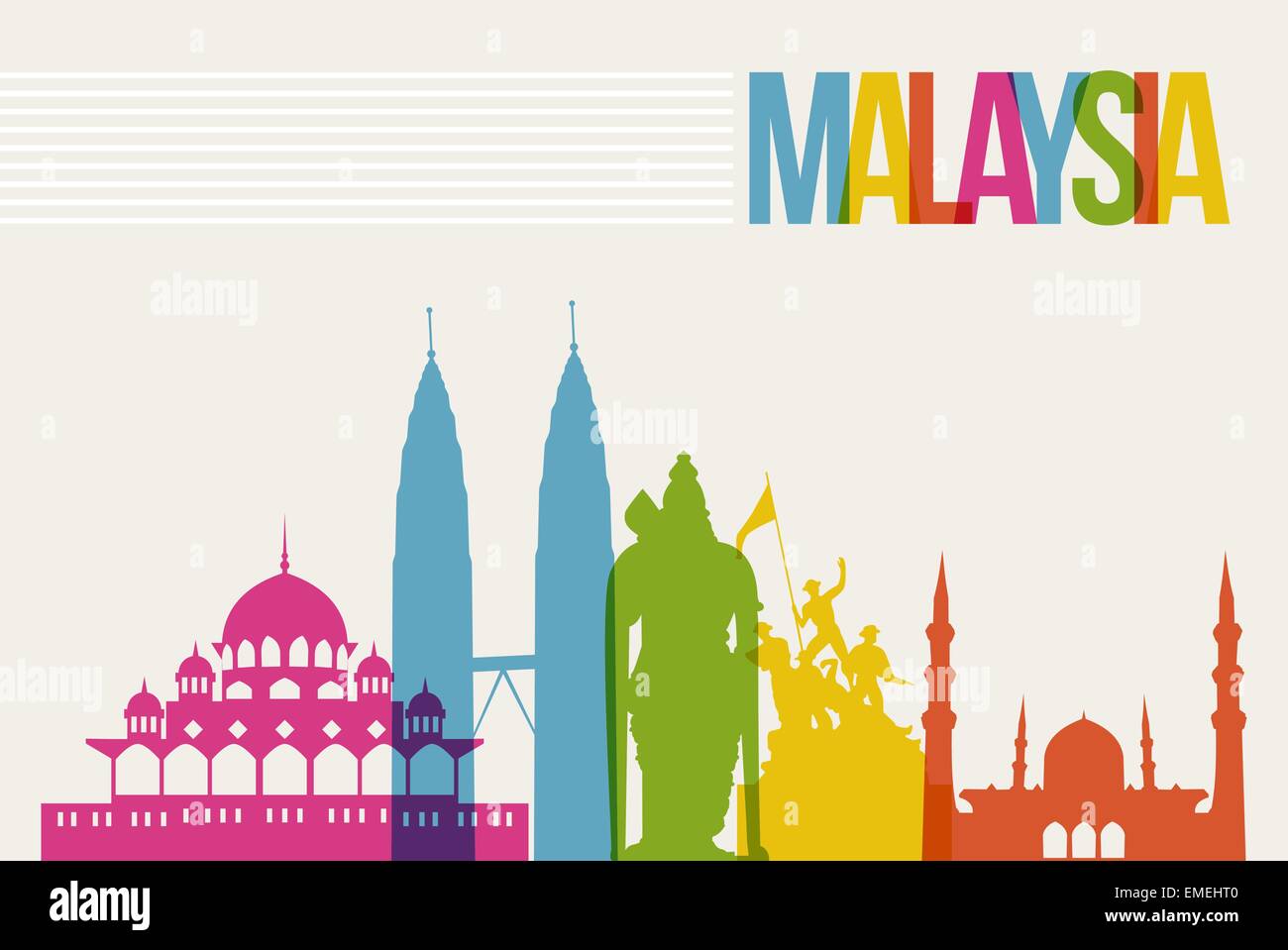 La Malaisie voyage sites destination skyline background Illustration de Vecteur