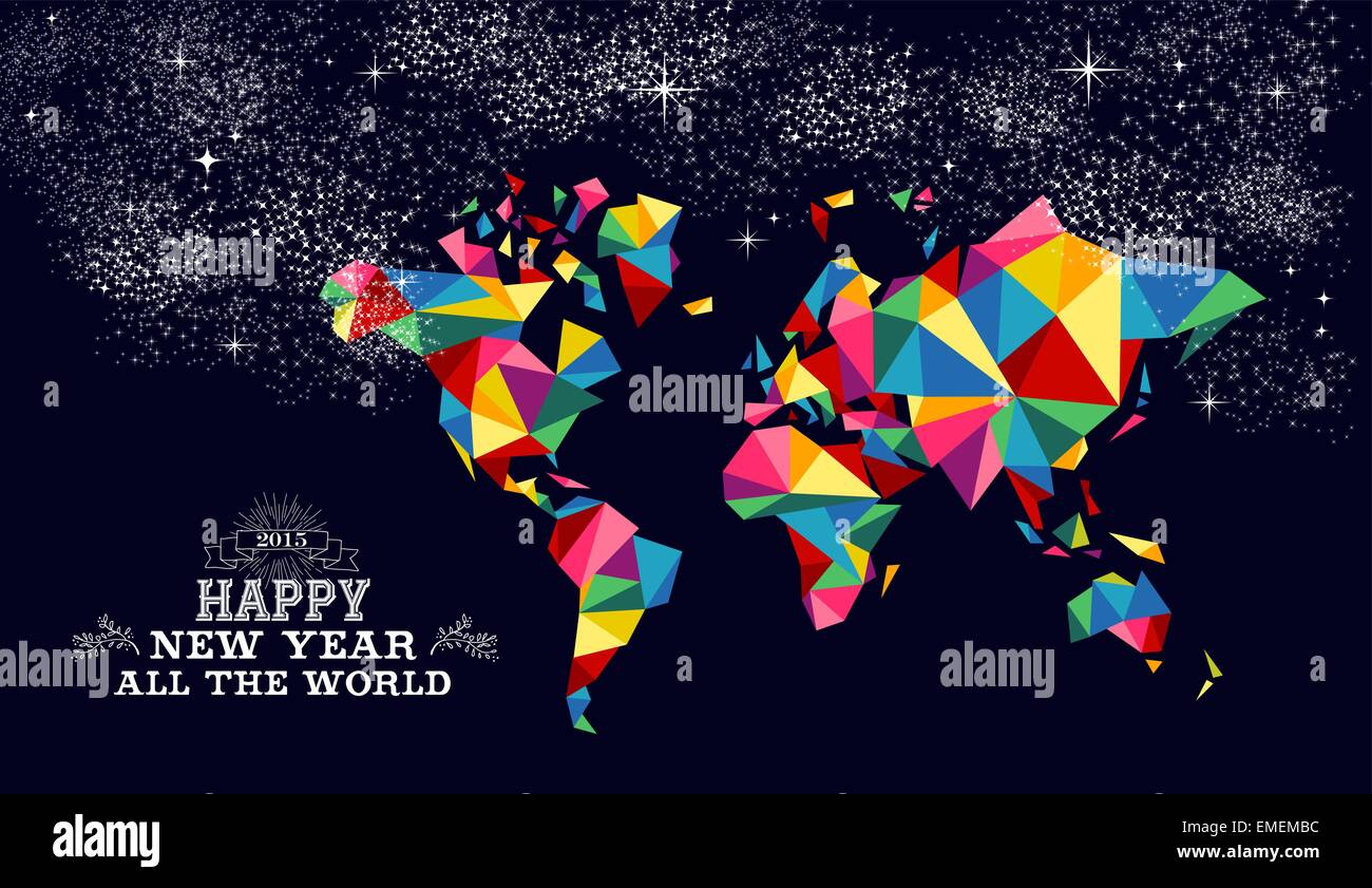 Nouvelle Annee 15 Carte Carte Du Monde Image Vectorielle Stock Alamy