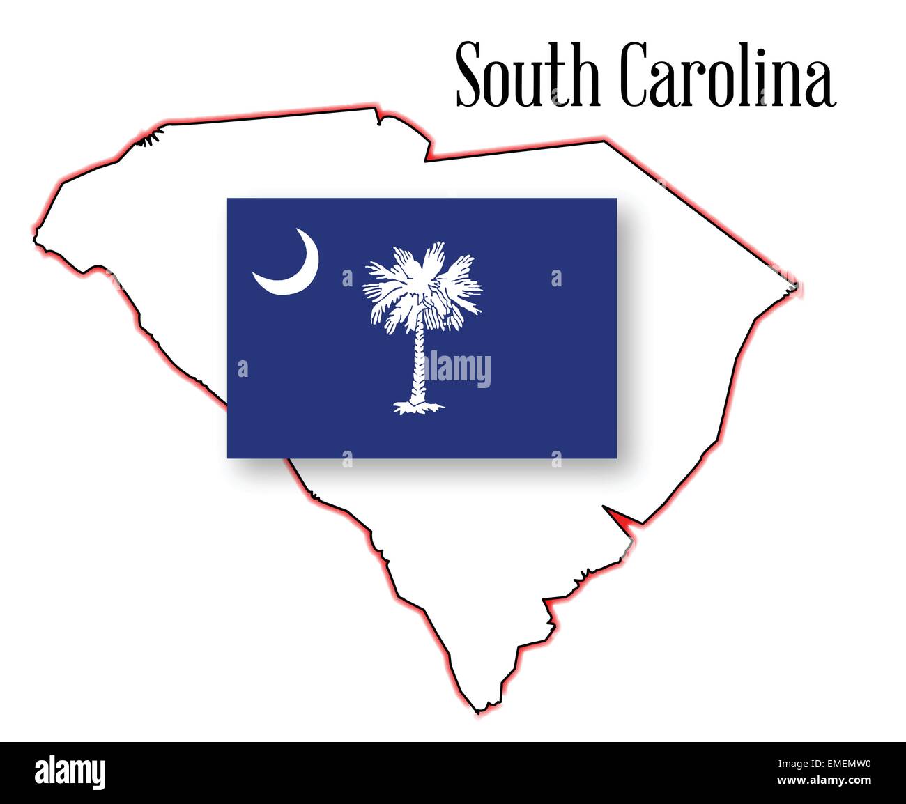 Carte de la Caroline du Sud et d'un drapeau Illustration de Vecteur