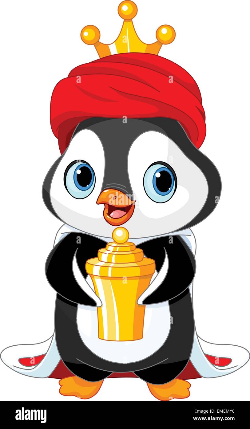 Le pingouin comme un mages bibliques Illustration de Vecteur