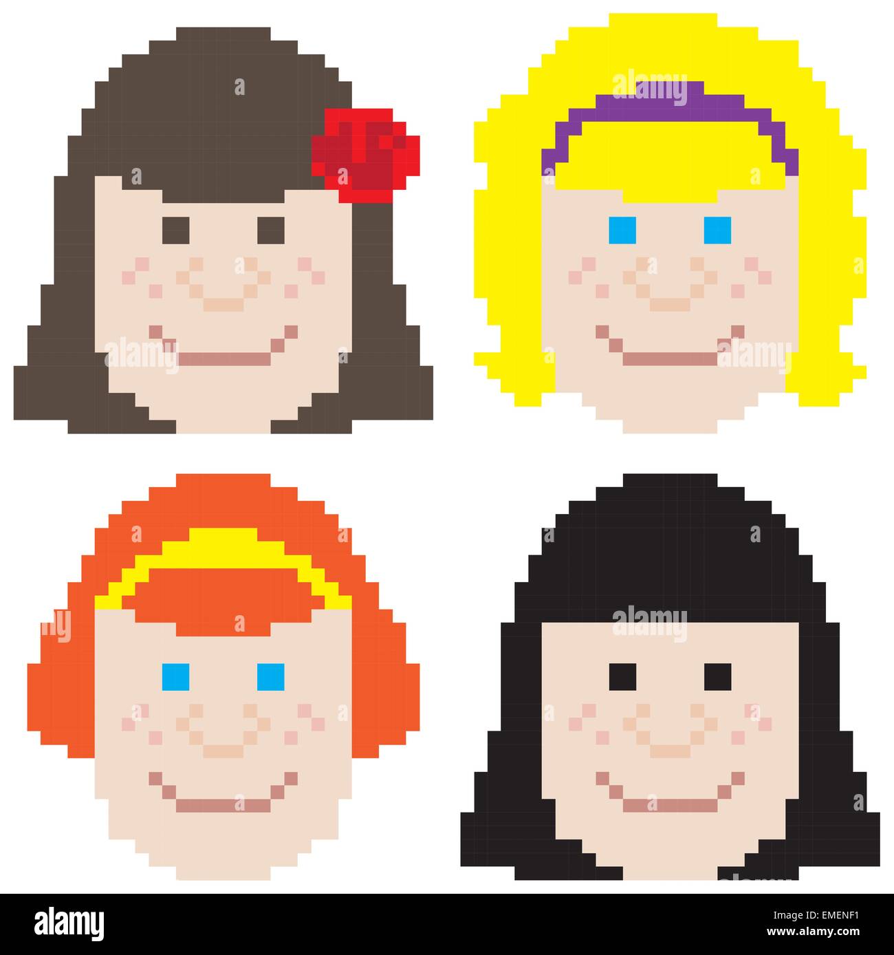 Visage Fille Pixel Art Image Vectorielle Stock Alamy