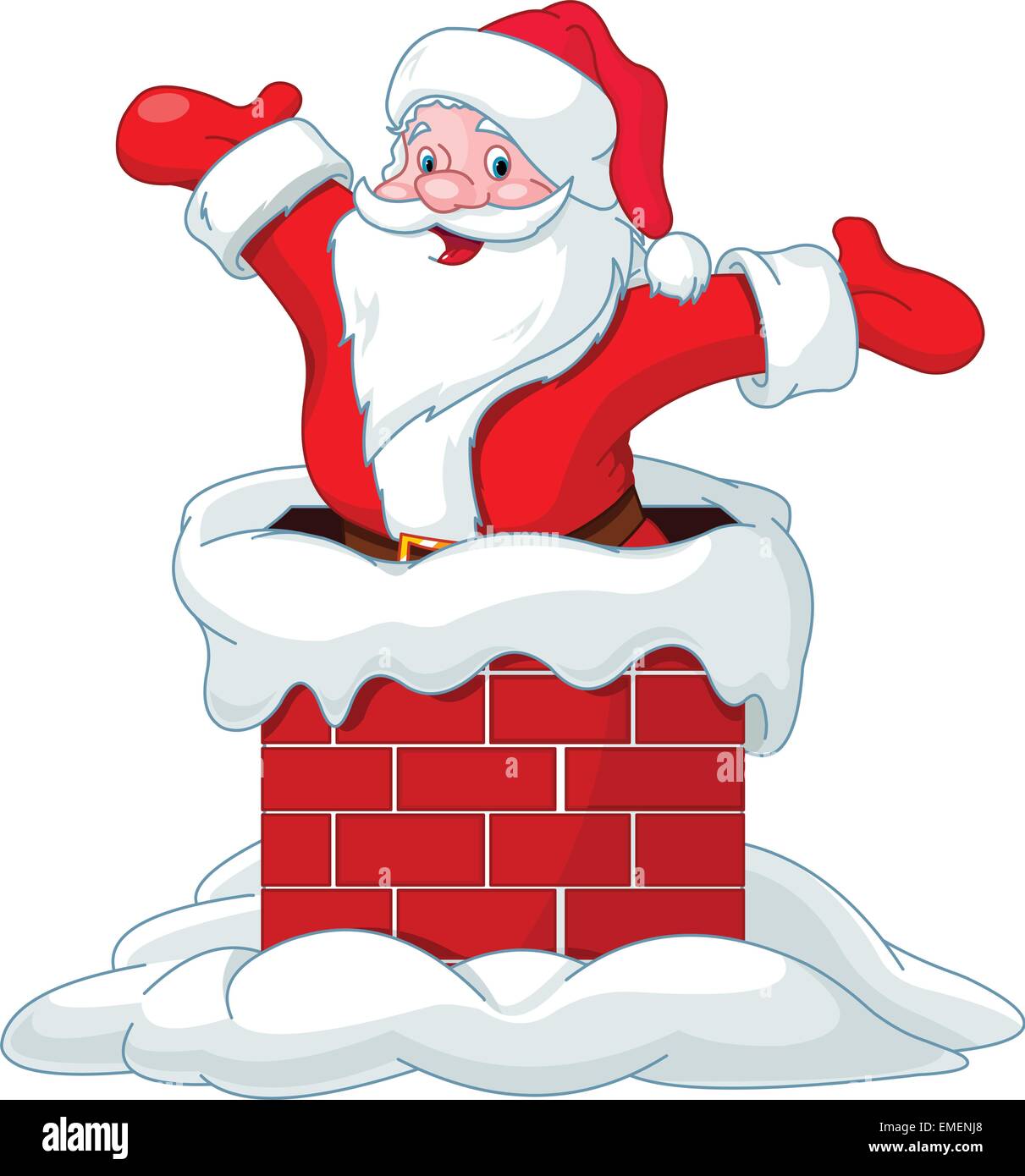 Père Noël sautant de cheminée Illustration de Vecteur