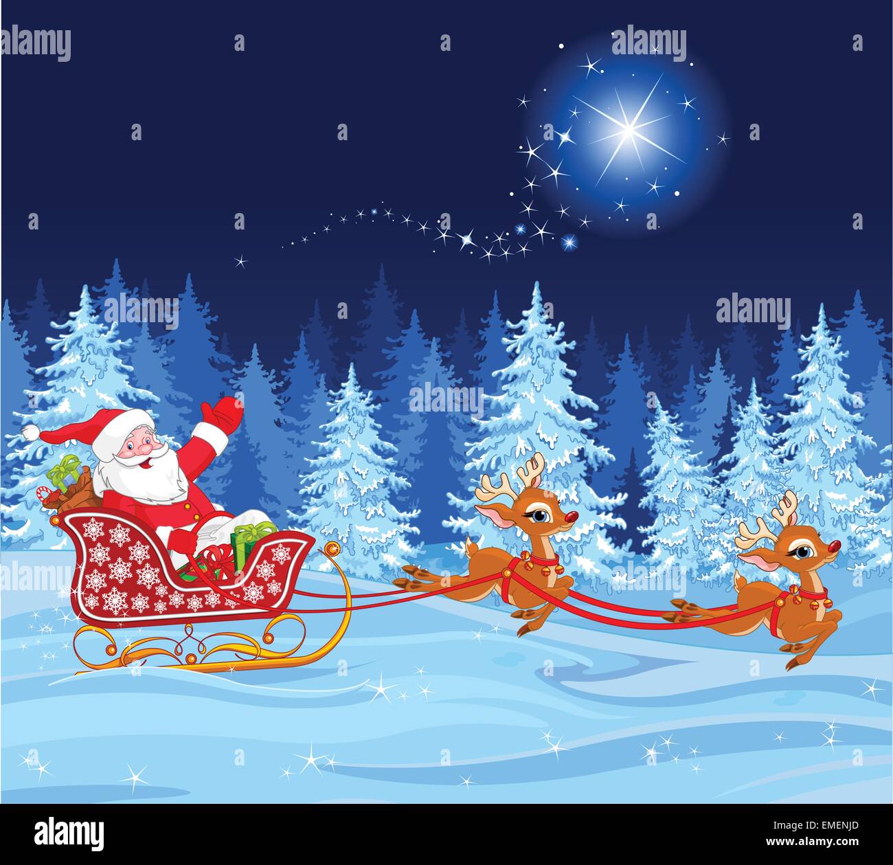 Père Noël en traîneau Illustration de Vecteur