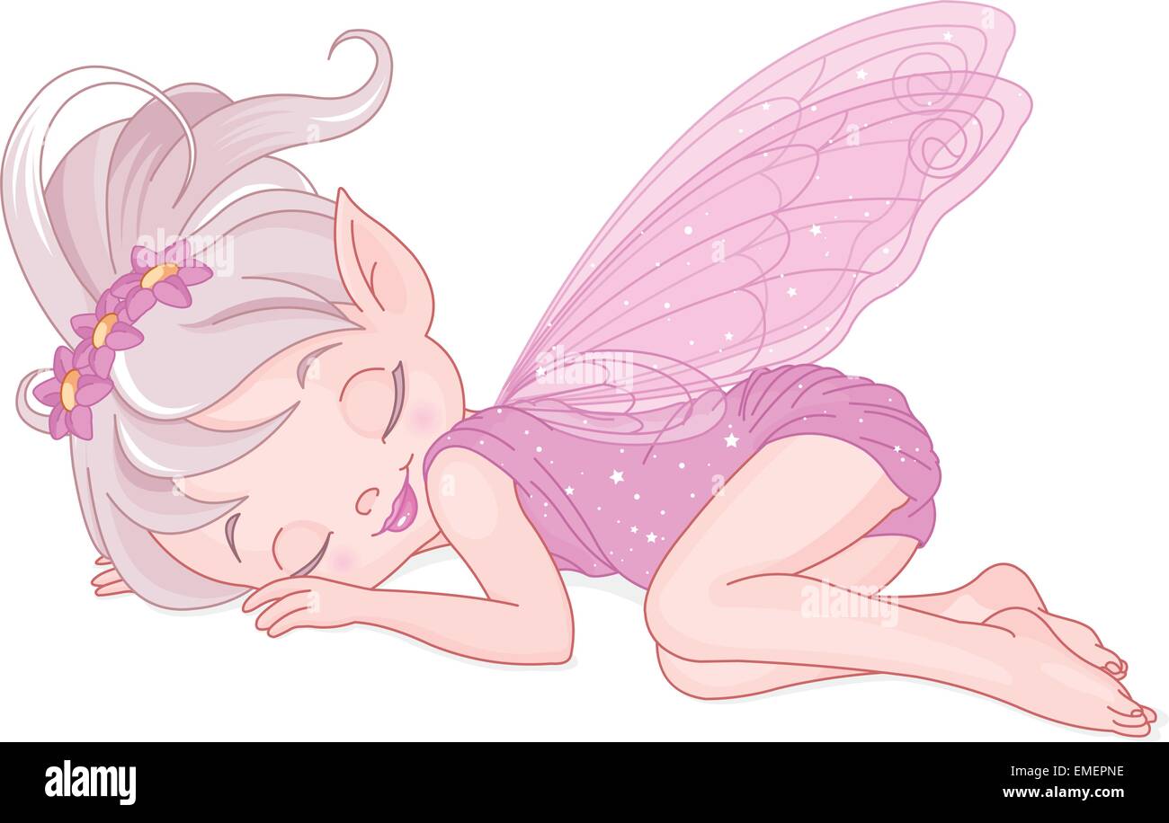 Illustration de cute pink fairy est en train de dormir Illustration de Vecteur