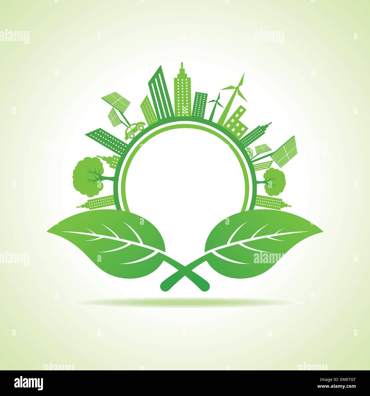 Ecology Concept - eco cityscape with leaf stock vector Illustration de Vecteur