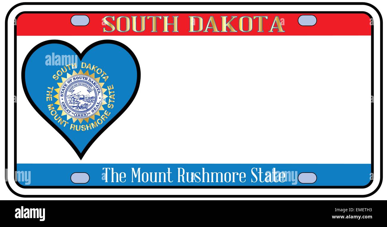 La plaque d'immatriculation du Dakota du Sud Illustration de Vecteur