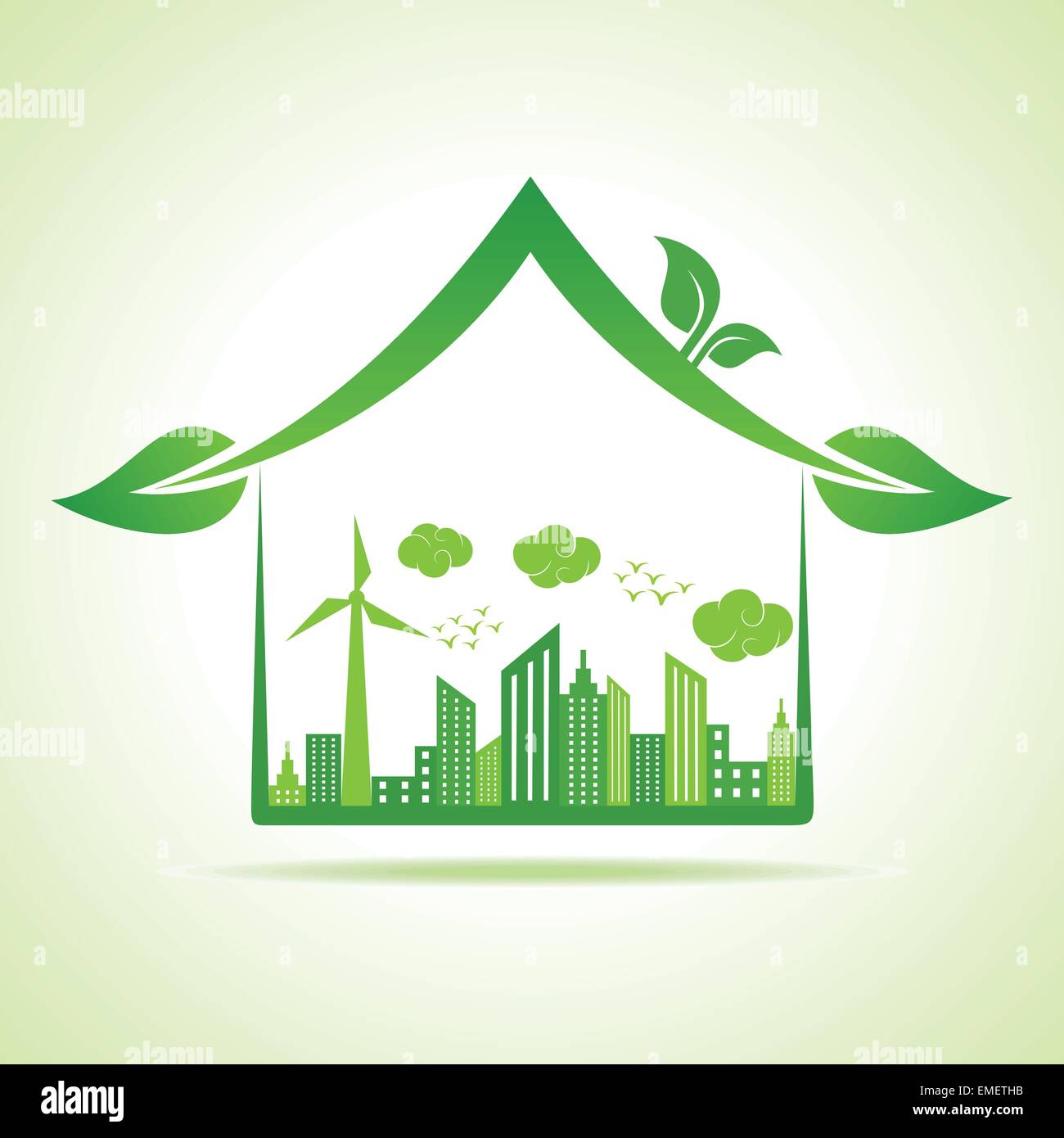 Ecology Concept - eco cityscape with home stock vector Illustration de Vecteur
