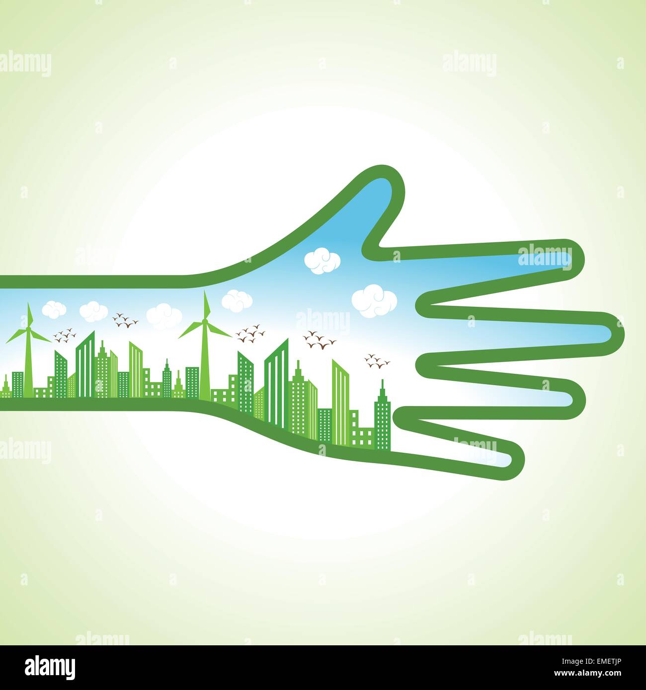 Ecology Concept - eco cityscape with hand stock vector Illustration de Vecteur