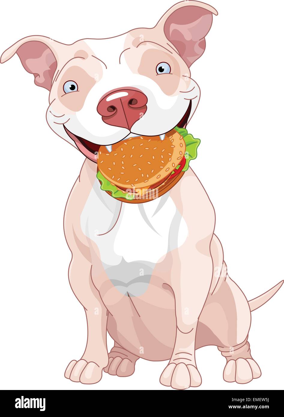 Pit-Bull chien mange Hamburger Illustration de Vecteur