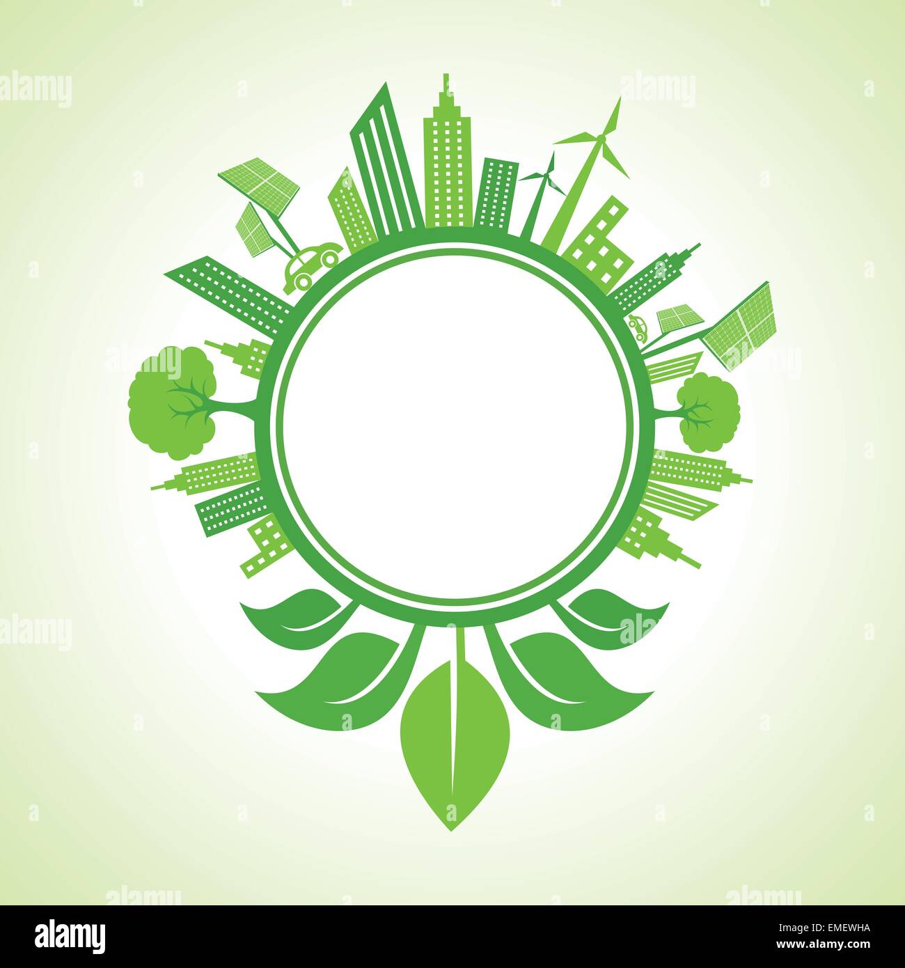 Ecology concept -eco cityscape with leaf autour du cercle stock vector Illustration de Vecteur
