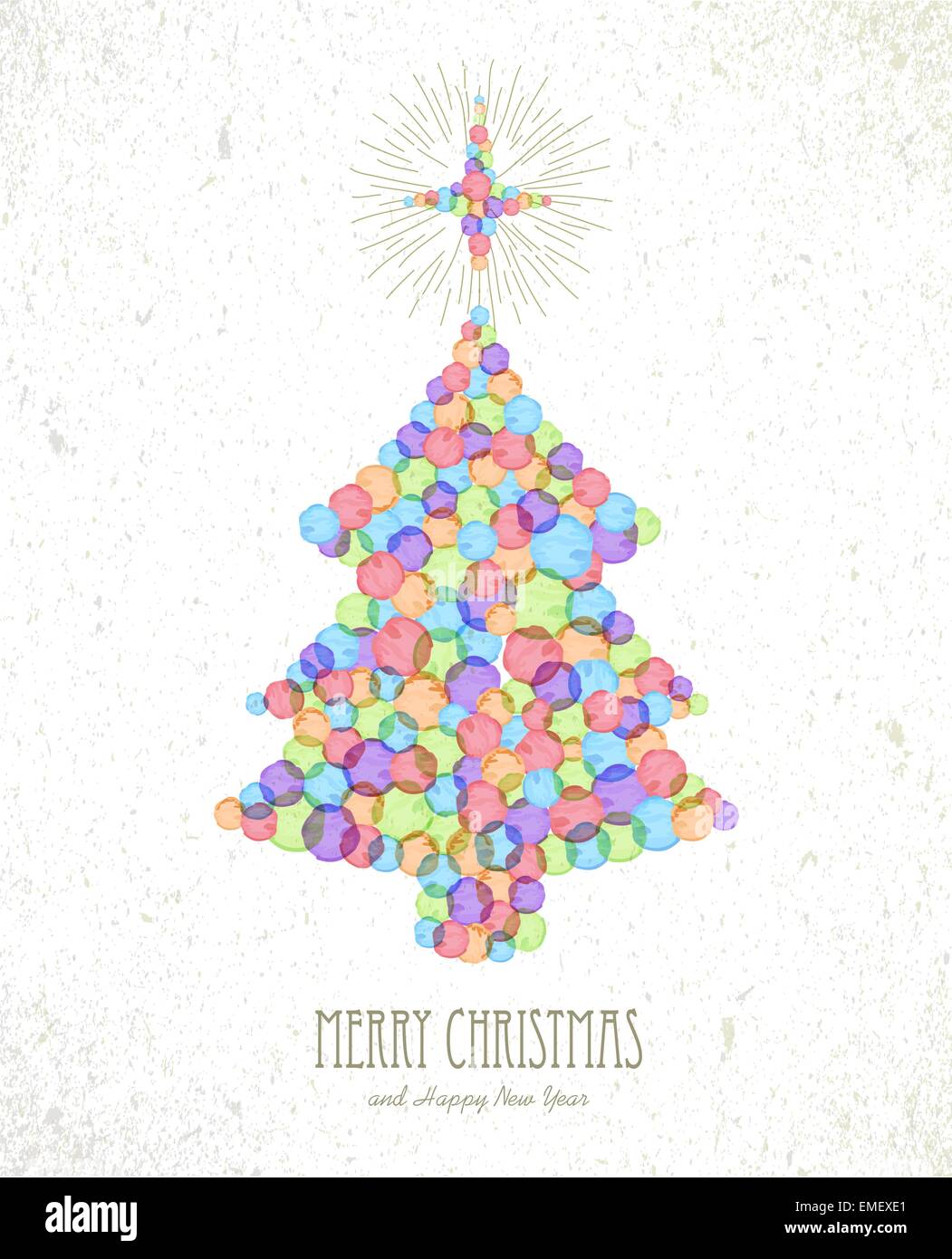 Joyeux Noël arbre fond carte aquarelle Illustration de Vecteur