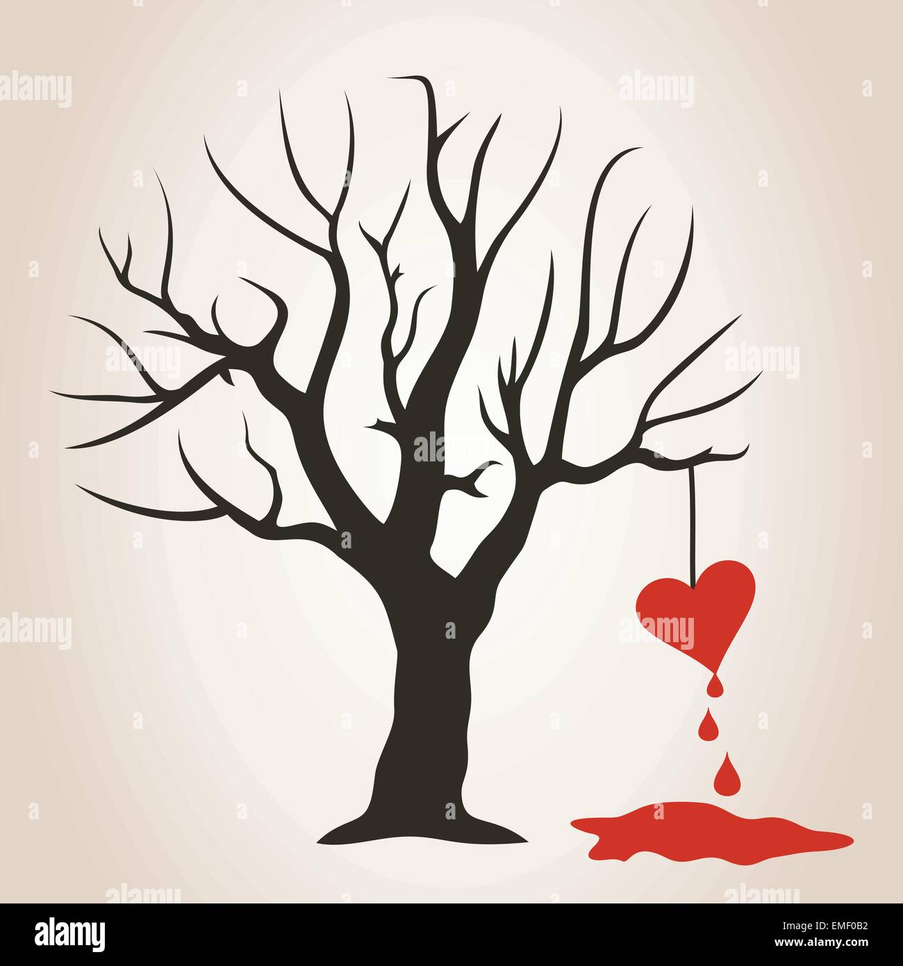 Coeur sur un arbre Illustration de Vecteur