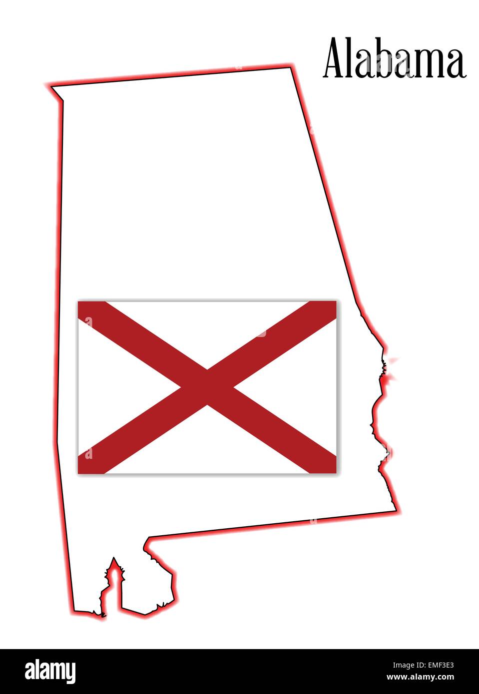 Drapeau de l'état de l'Alabama et la carte Illustration de Vecteur
