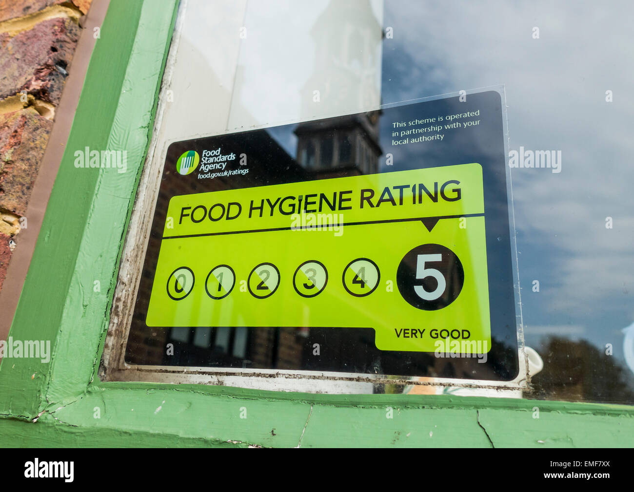 Prix de l'hygiène alimentaire 5 5 Très bon signe Banque D'Images