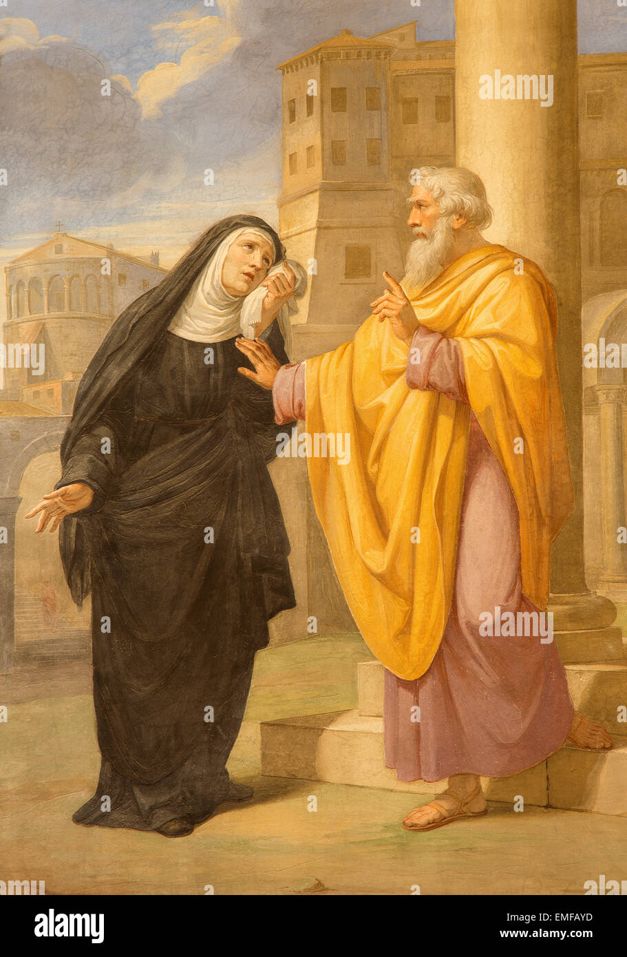ROME, ITALIE - 27 mars 2015 : la fresque de st. St Augustin et sa mère. Monica dans la Basilique de Sant'Agostino (Augustin) Banque D'Images