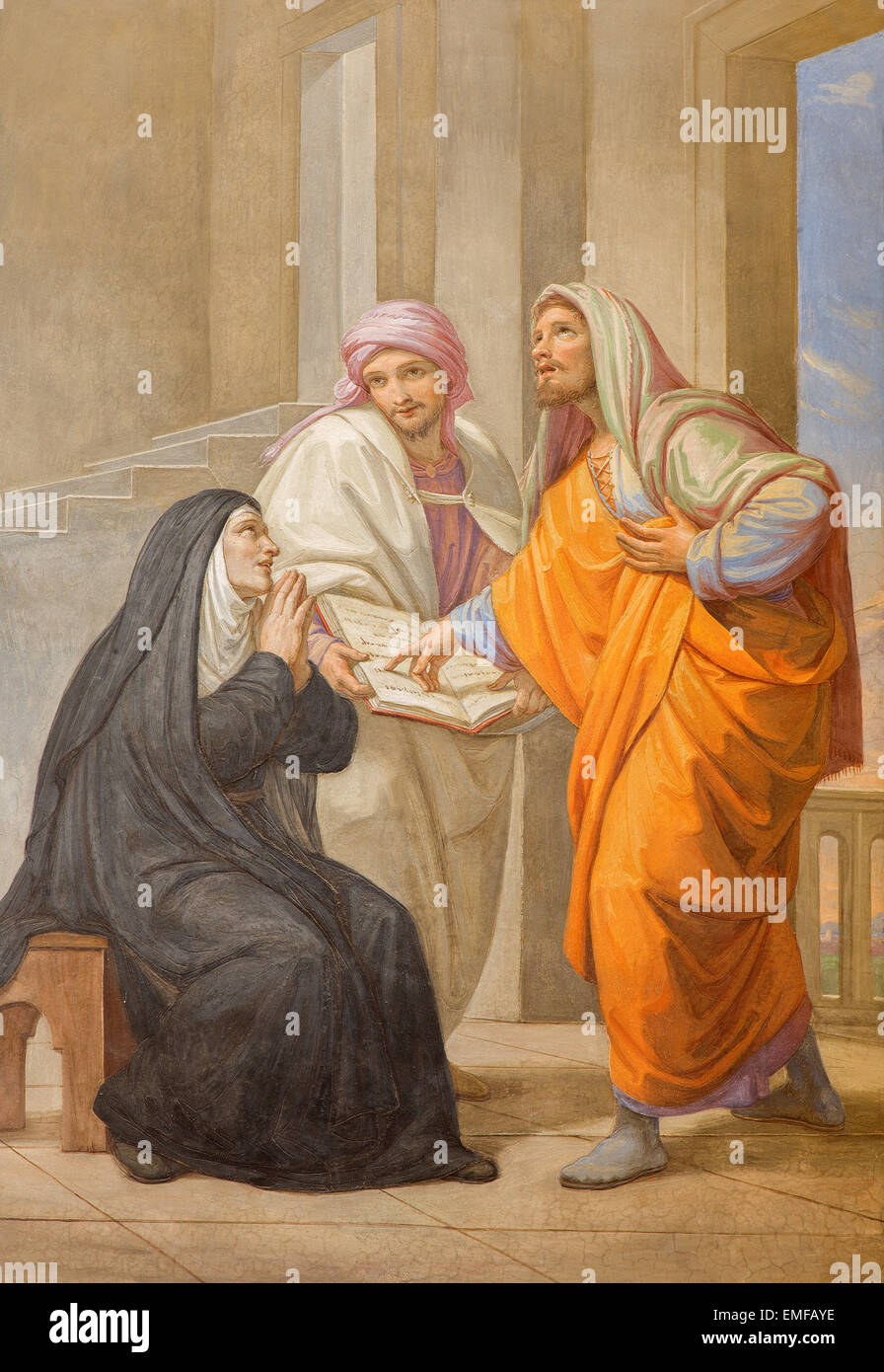 ROME, ITALIE - 27 mars 2015 : la fresque de st. St Augustin et sa mère. Monica dans la Basilique de Sant'Agostino (Augustin) Banque D'Images