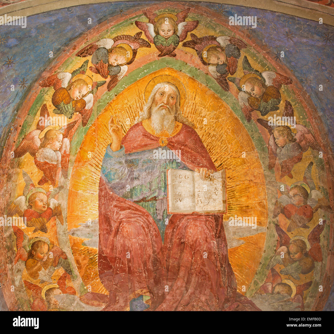 Rome - fresque de Dieu le Père par Antoniazzo Romano (1430 - 1510) à st. Ann chapelle de l'église San Pietro in Montorio. Banque D'Images