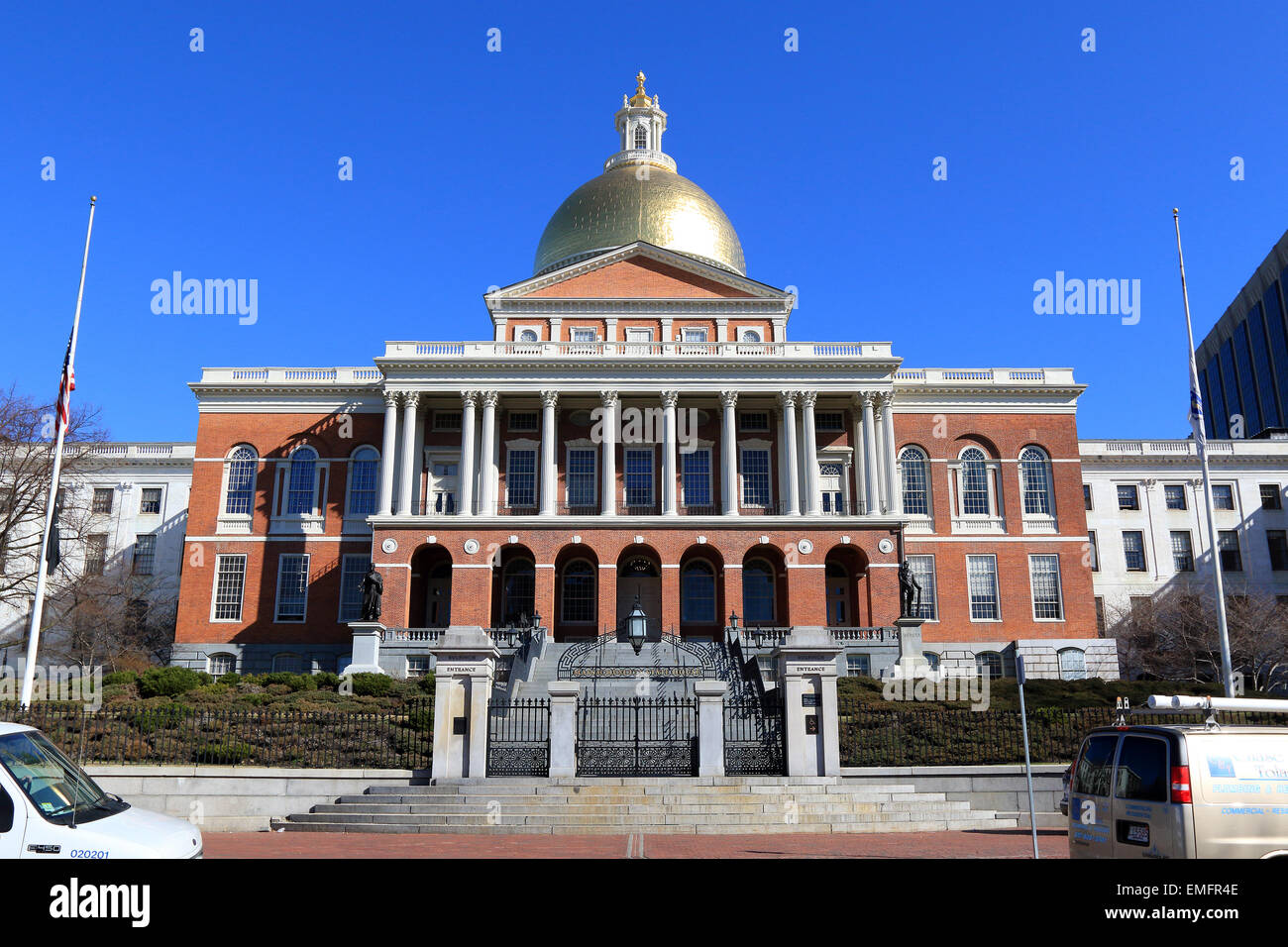 Boston Freedom Trail monument. Massachusetts State House, Boston, Massachusetts. Banque D'Images