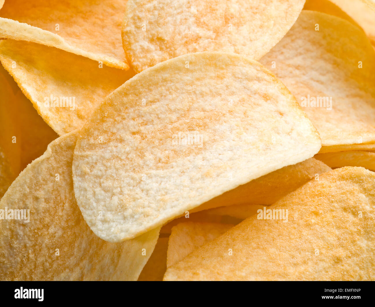 Croustilles de pommes de terre. Arrière-plan de l'alimentation. Banque D'Images