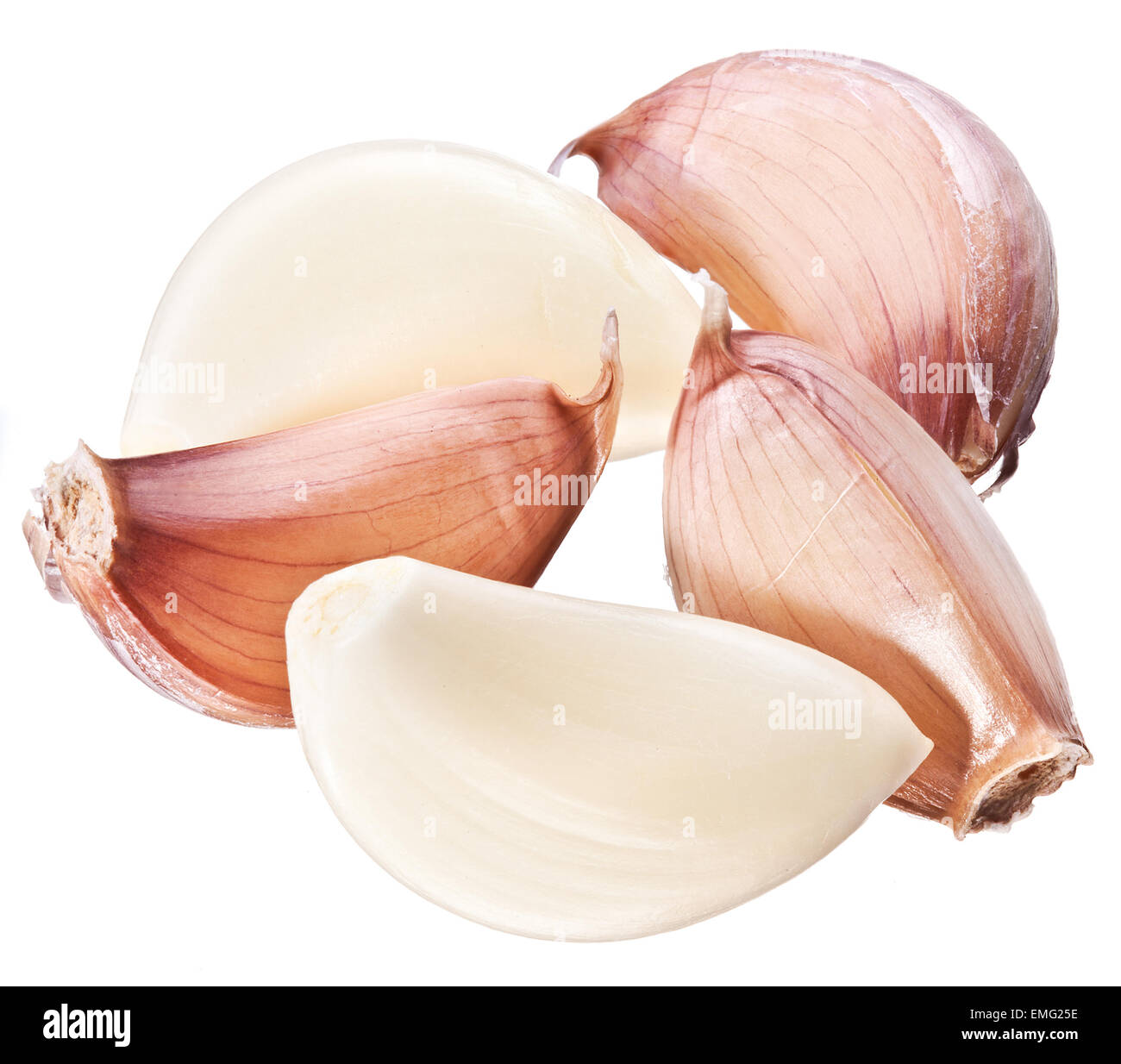 Beaucoup de gousses d'isolé sur fond blanc. Banque D'Images