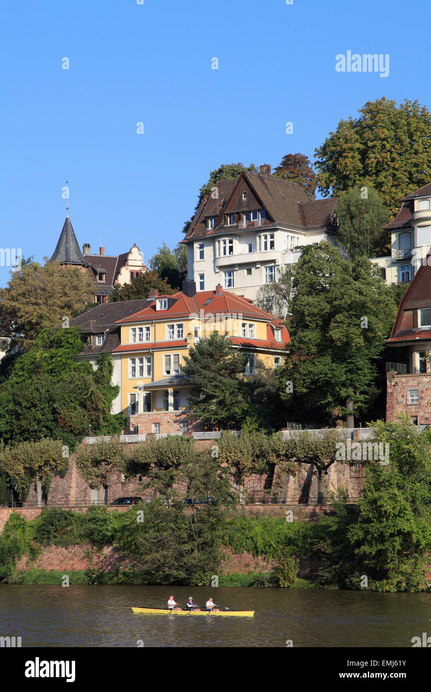 Allemagne Baden-Württemberg Heidelberg Neckar maisons de Barques Banque D'Images