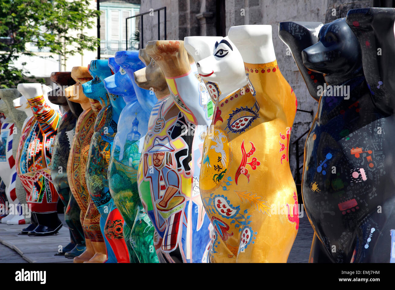 L'allemand fait 'Buddy Bears' world tour promouvoir la tolérance et la compréhension Vieille Ville La Havane Cuba Banque D'Images