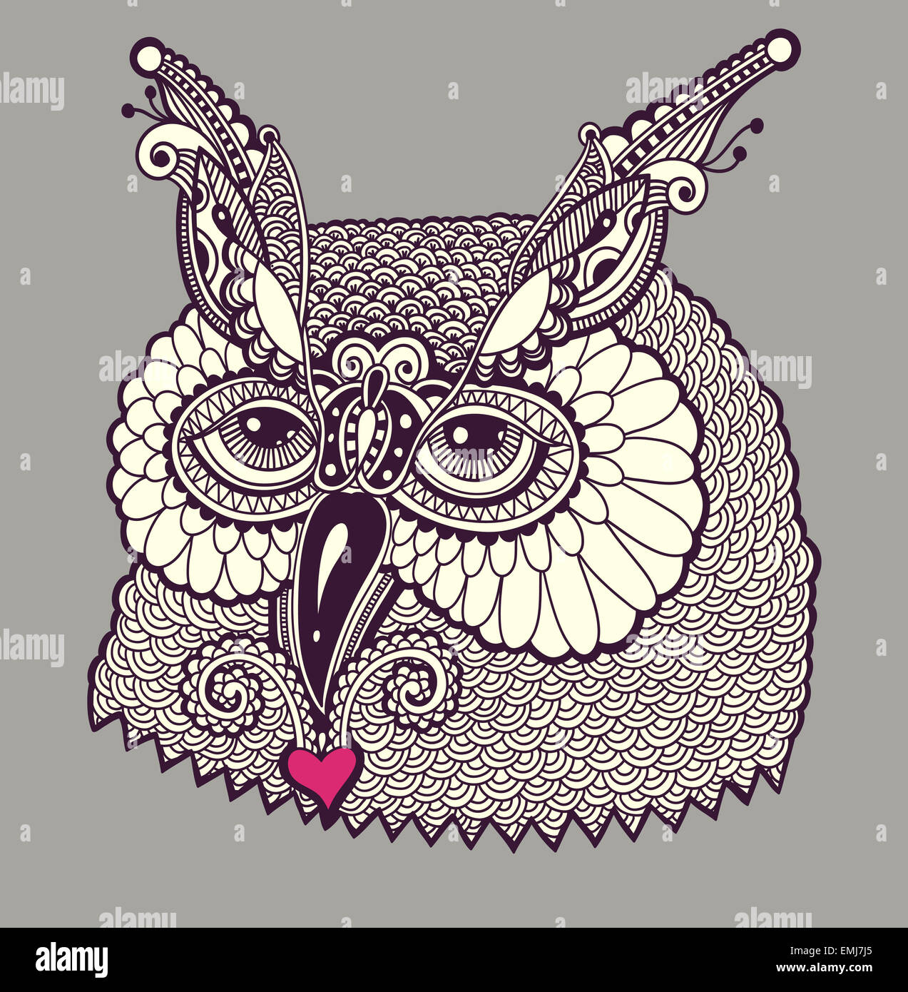 Dessin numérique d'Owl Head Banque D'Images