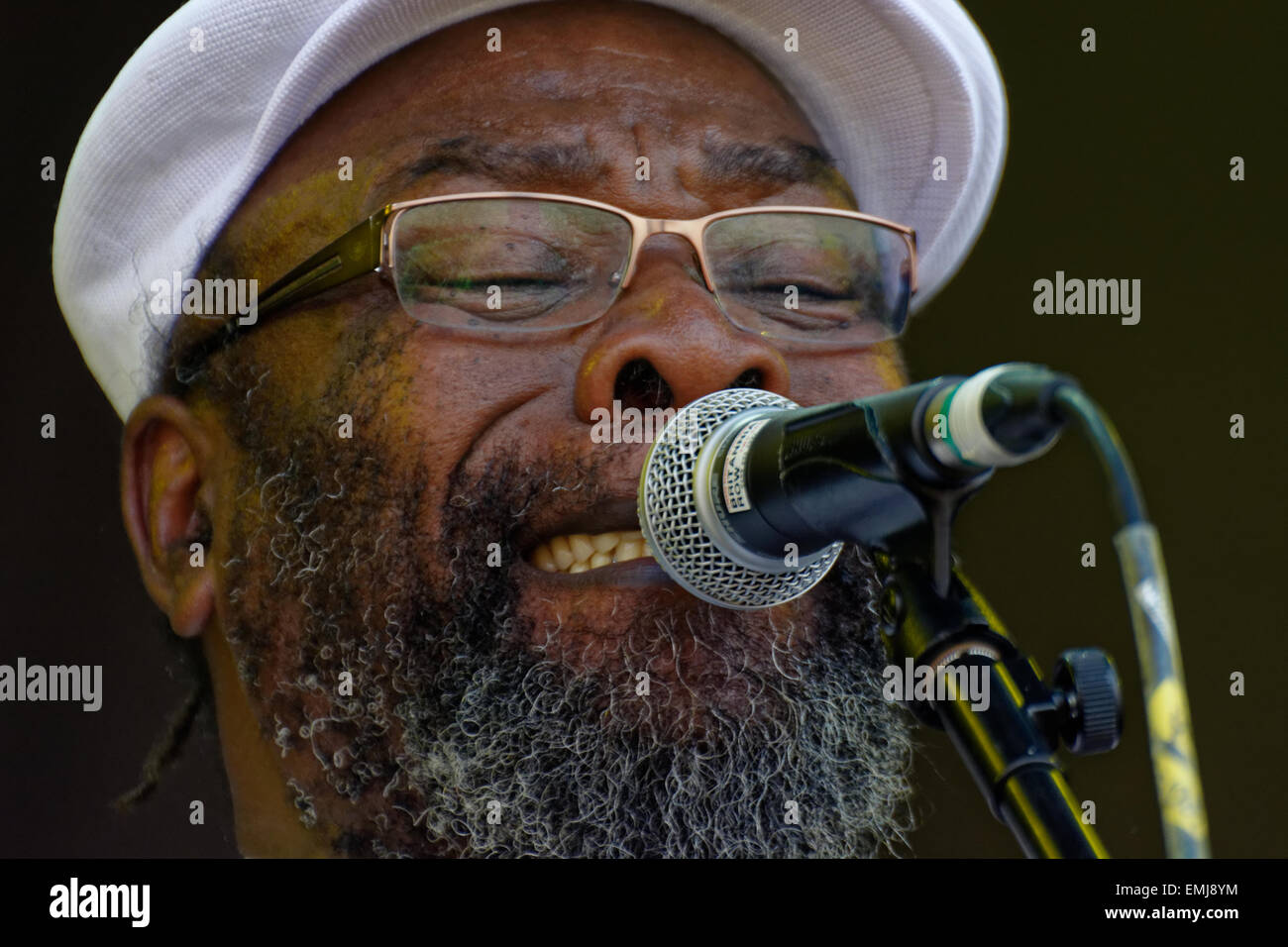 Clinton Fearon, stade en plein air, 2014, l'Angleterre. WOMAD Banque D'Images