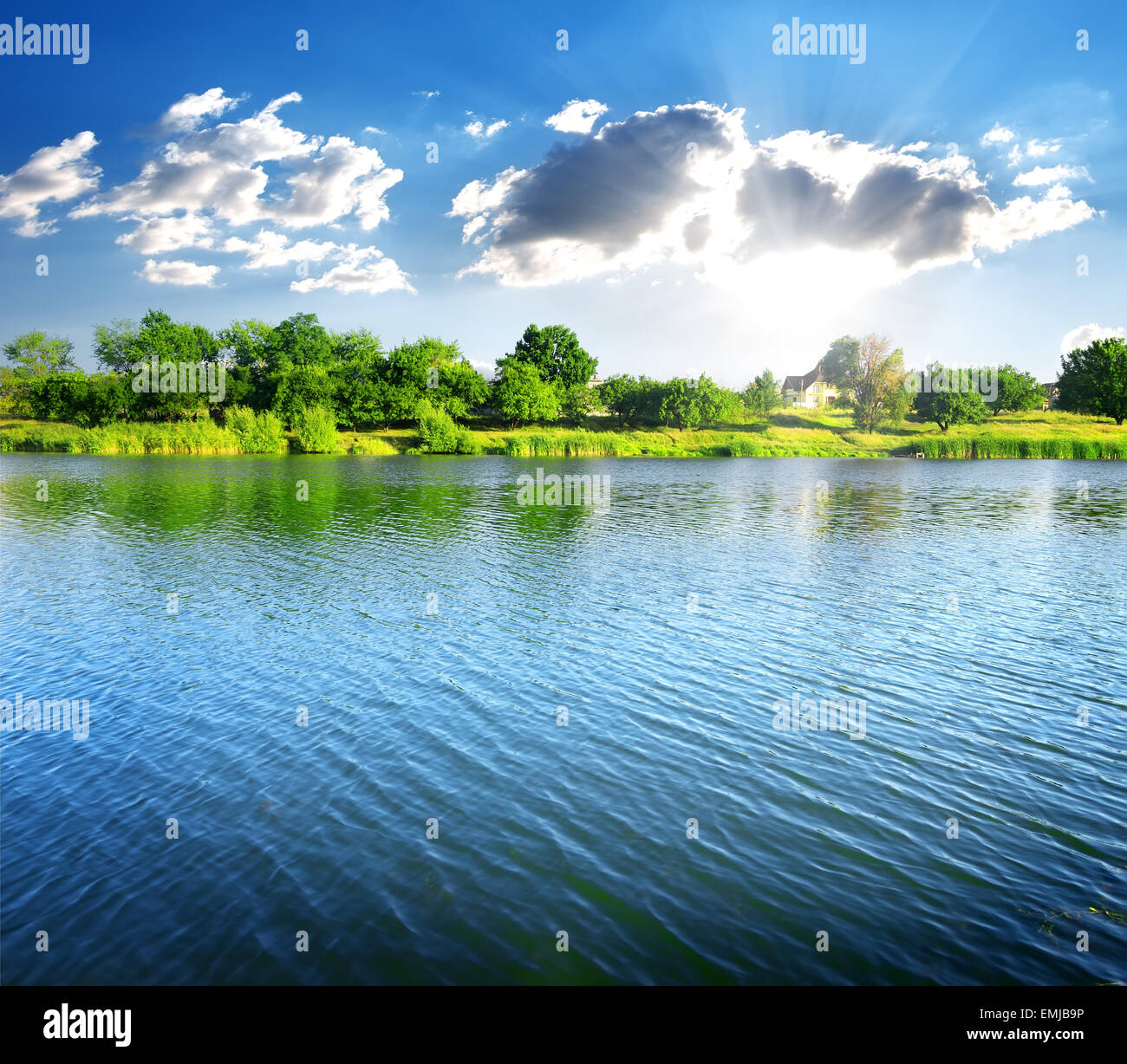 Ondulation sur la rivière à jour d'été ensoleillé Banque D'Images