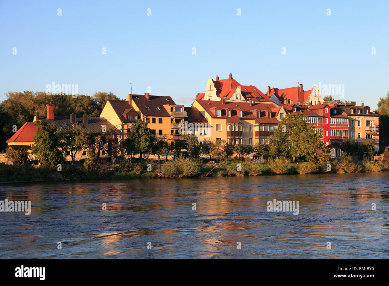 Allemagne, Bavière, Regensburg, Danube, vue générale, Banque D'Images