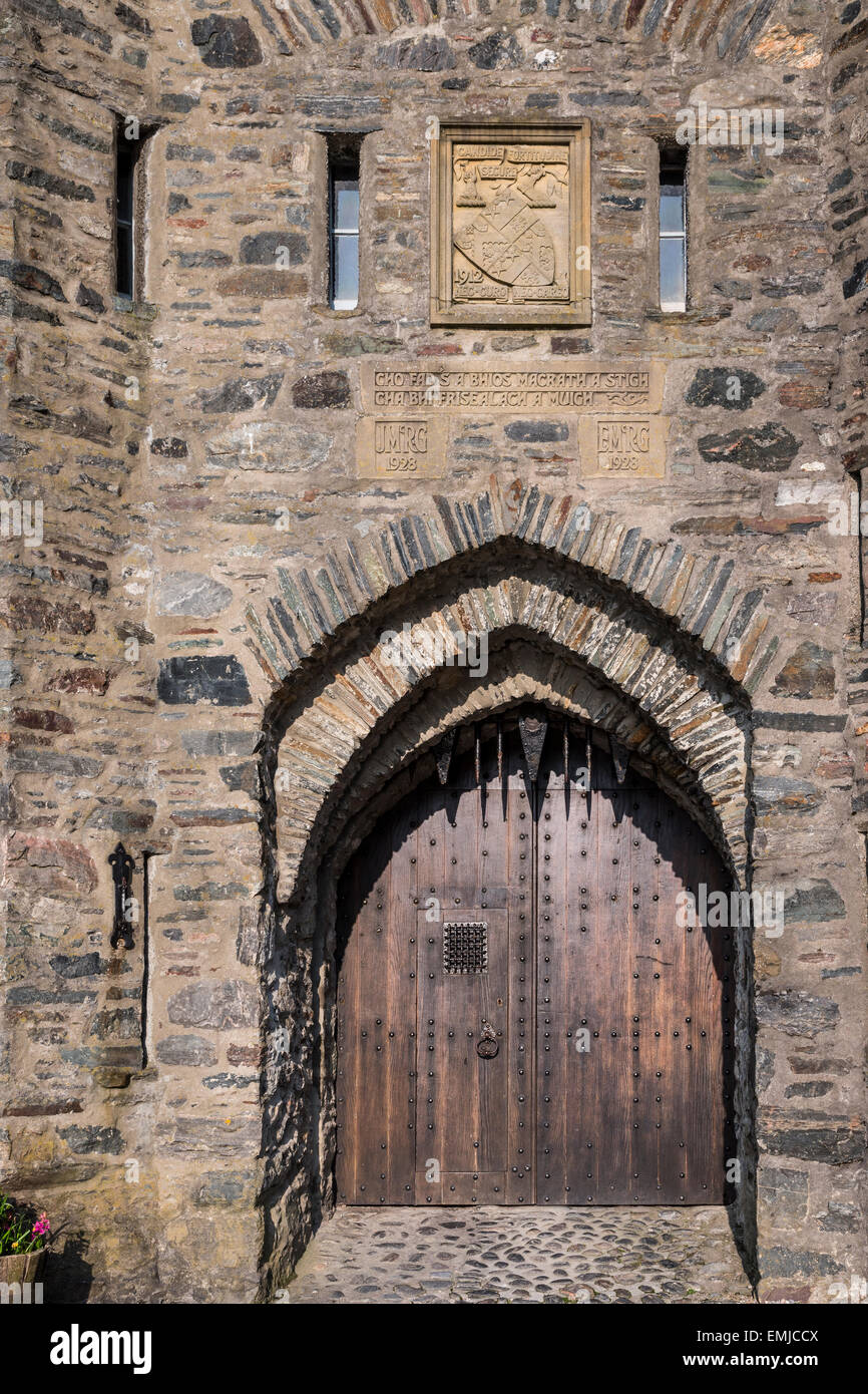 Porte du château Eilean Donan à Loch Duich en Ecosse. Banque D'Images