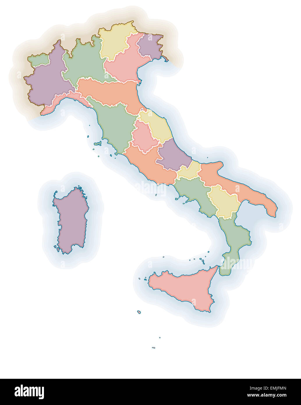 Carte politique de l'Italie. Banque D'Images