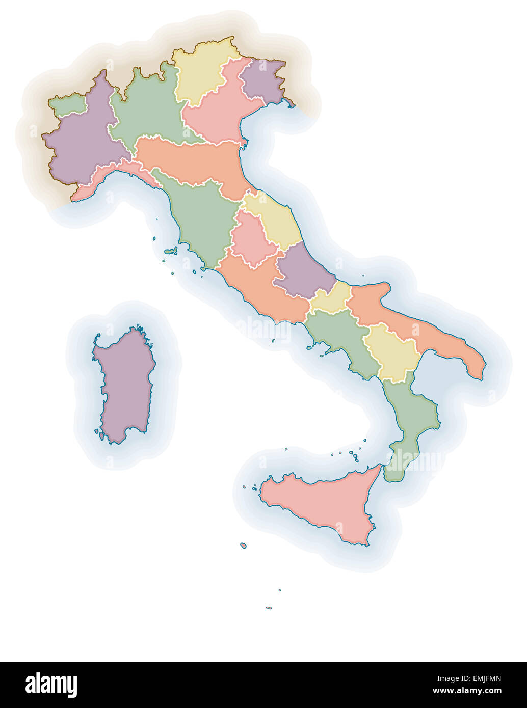 Carte politique de l'Italie. Banque D'Images