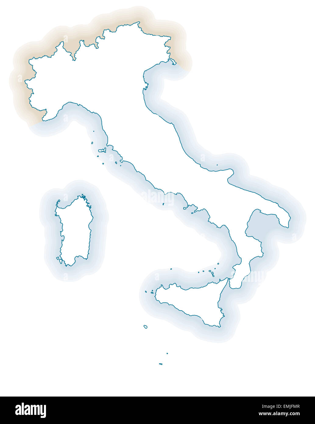 Carte vierge de l'Italie. Banque D'Images