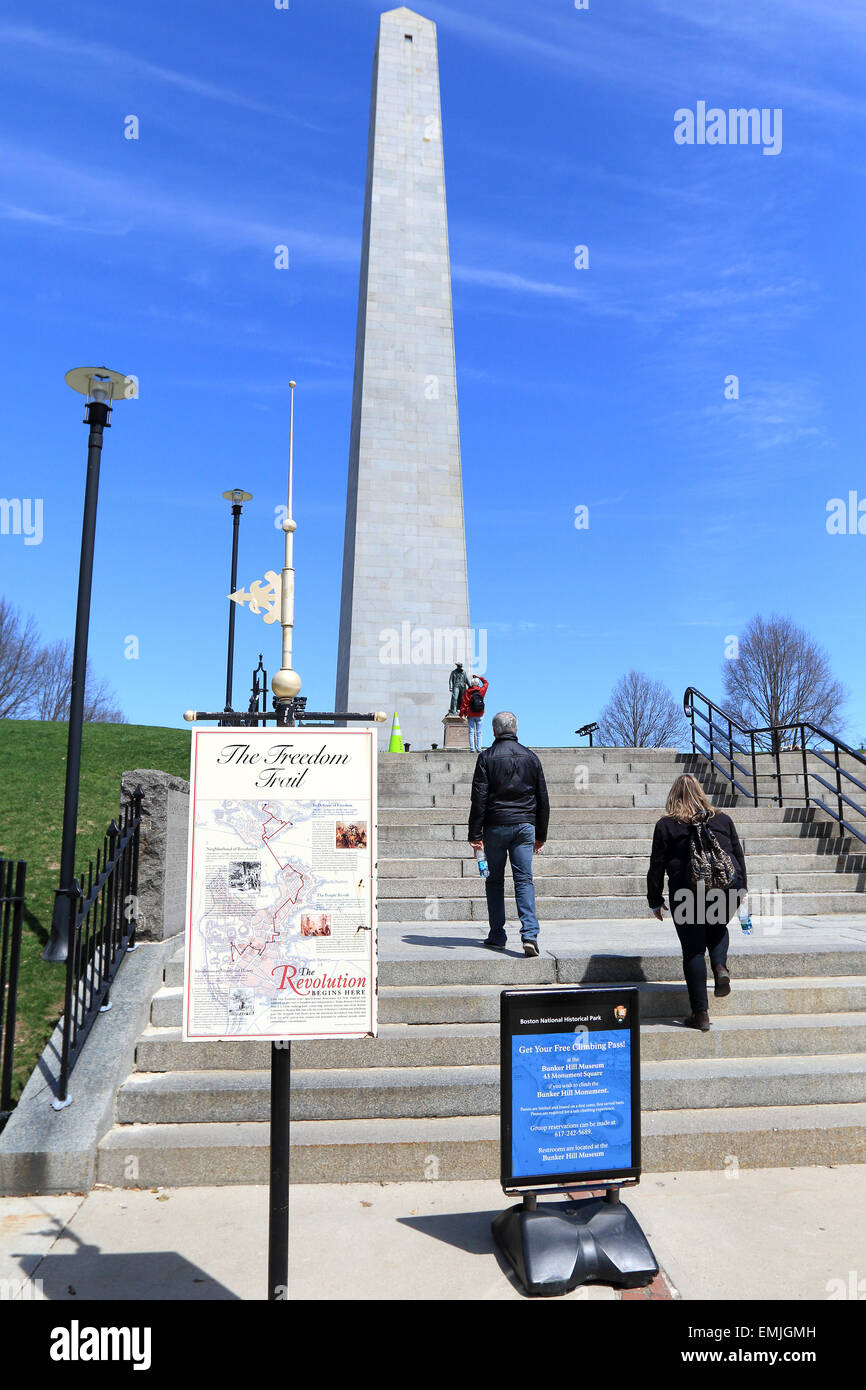 Bunker Hill Monument à Boston, Massachusetts. Boston Freedom Trail. Banque D'Images