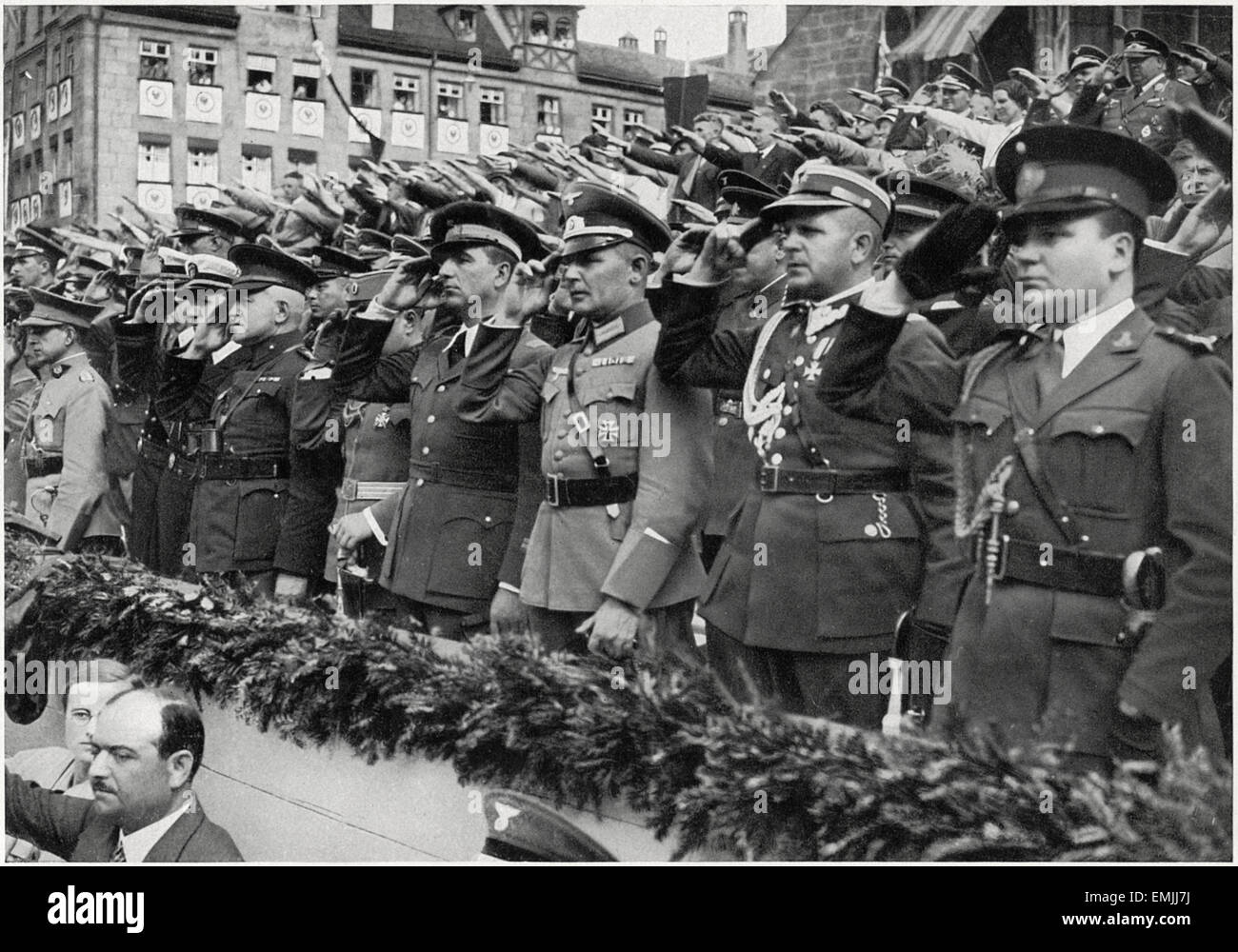 Les Attachés militaires étrangers au parti nazi, jour de Nuremberg, en Allemagne, 1933 Banque D'Images