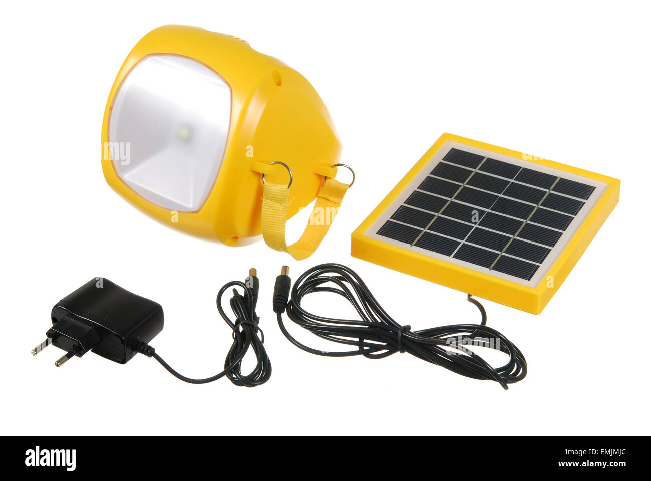Mini lampe de poche LED avec panneau solaire sur le fond blanc Photo Stock  - Alamy