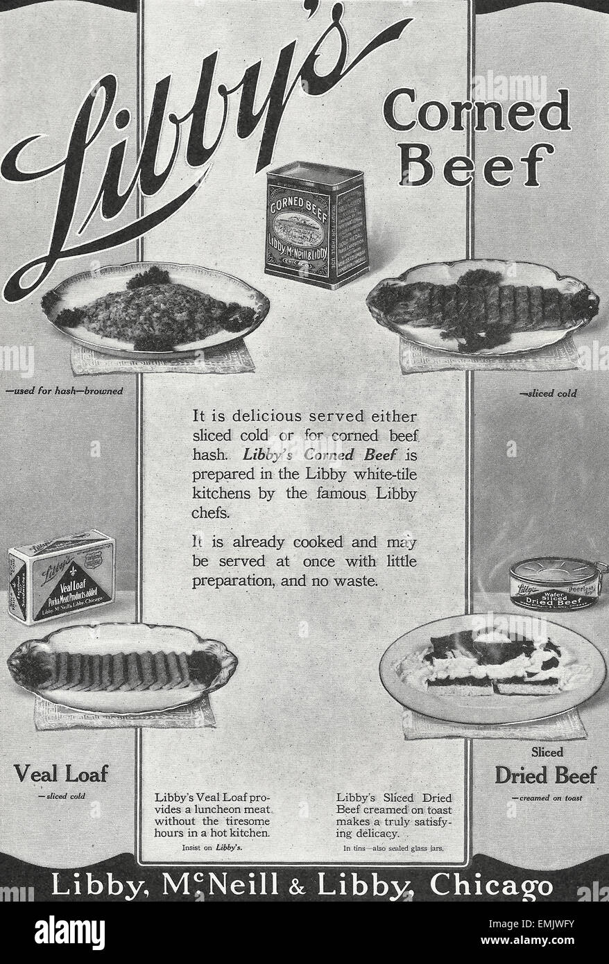 Libby's corned-beef annonce, vers 1916 Banque D'Images