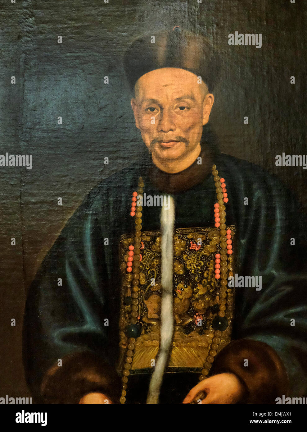 Un officier militaire de la dynastie Qing, xixe siècle, Lam qua Banque D'Images