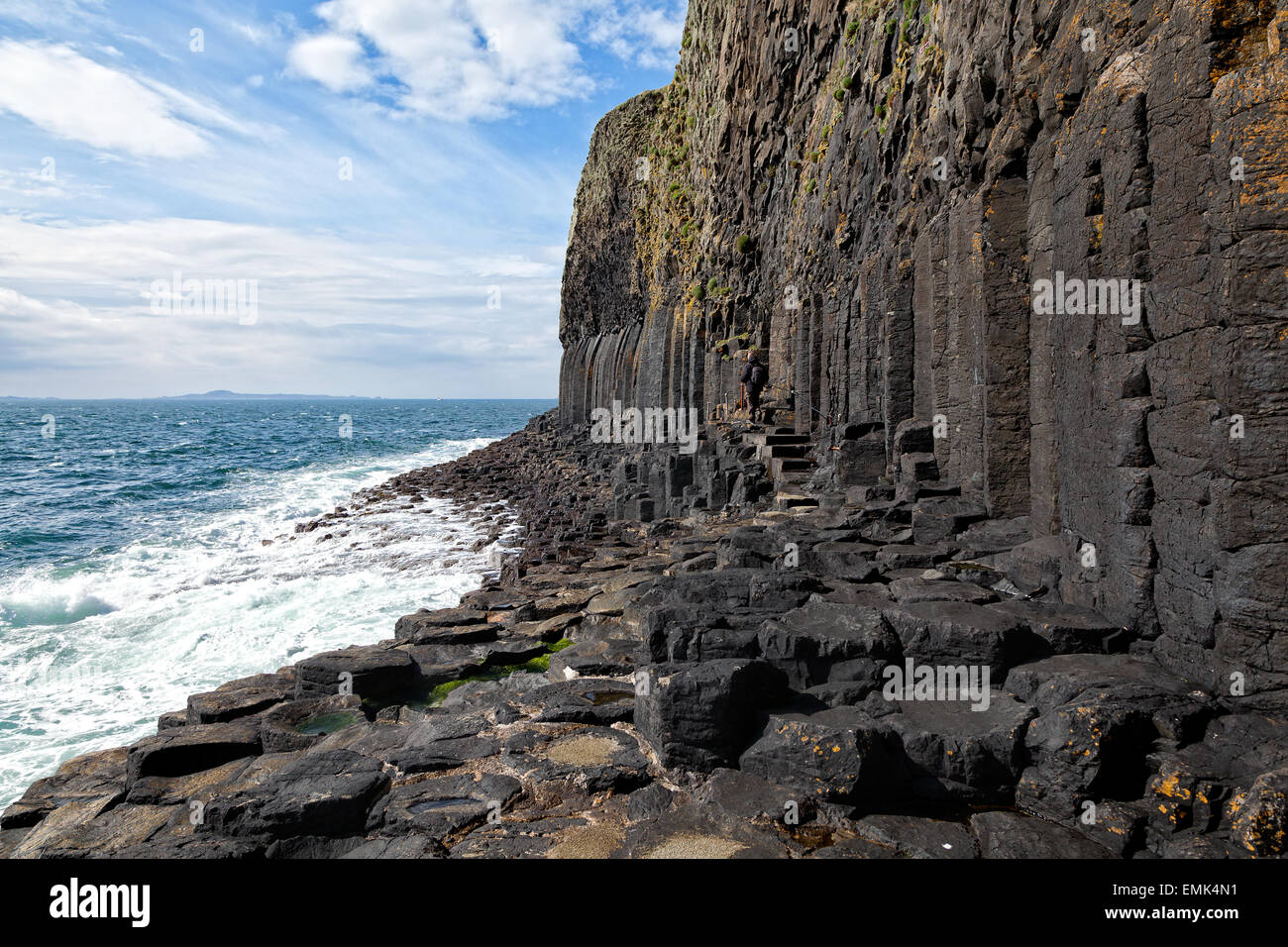 Côte volcanique de l'île de Staffa, Hébrides intérieures, Ecosse Banque D'Images