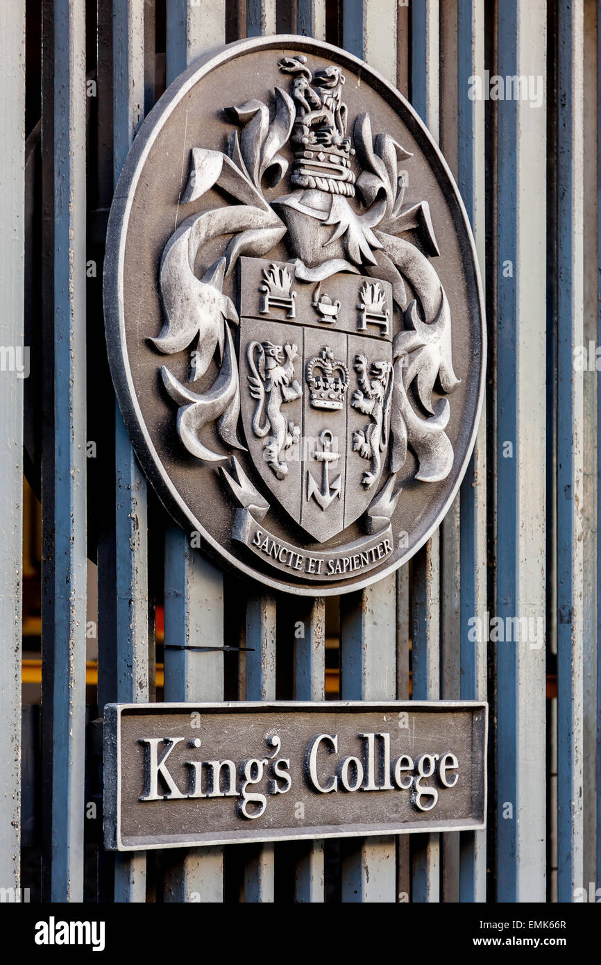 Blason, emblème de King's College, Londres, Angleterre, Royaume-Uni Banque D'Images