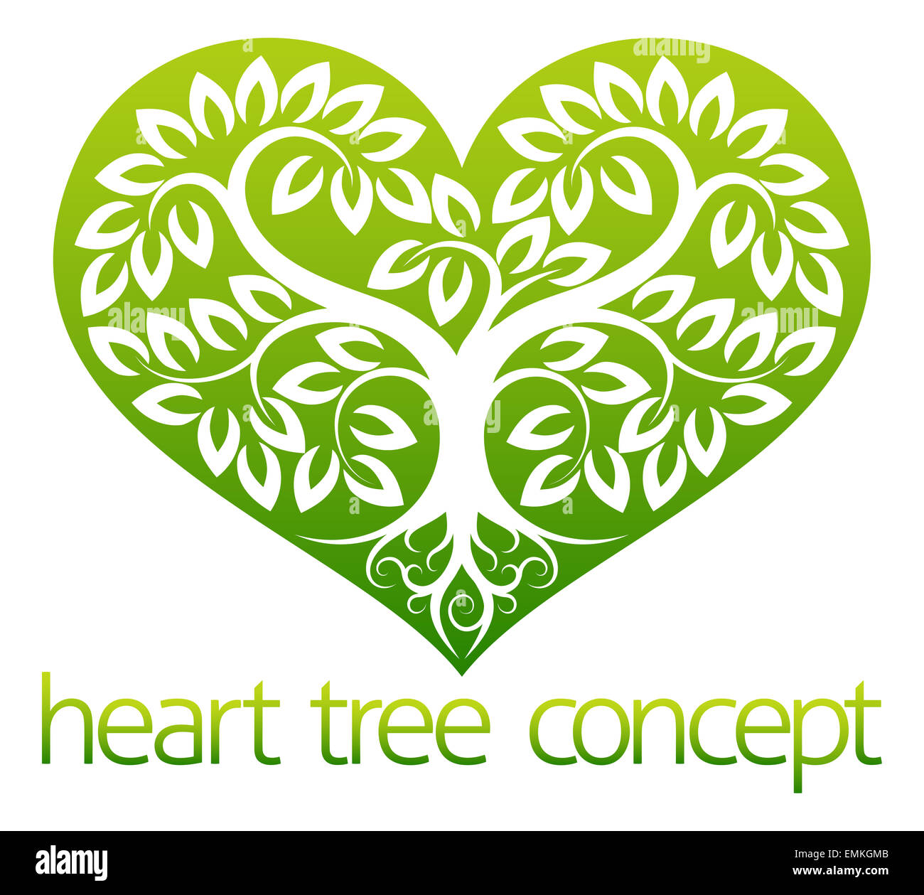 Une illustration abstraite d'un arbre qui grandit dans la forme d'une icône symbole coeur concept design Banque D'Images