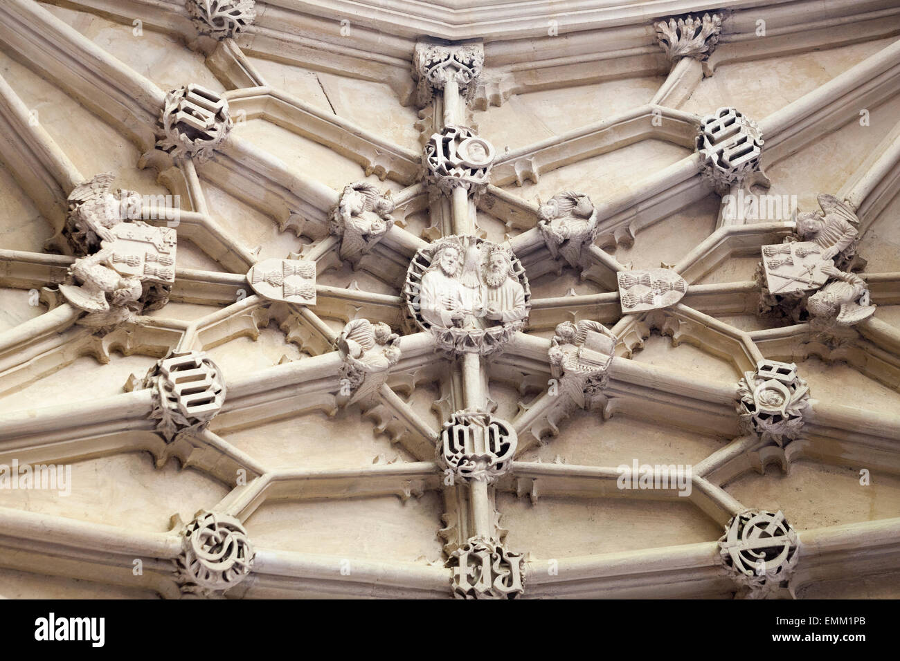 Détail du plafond, 'Divinity School', [Bodleian Library], Oxford, England, UK Banque D'Images