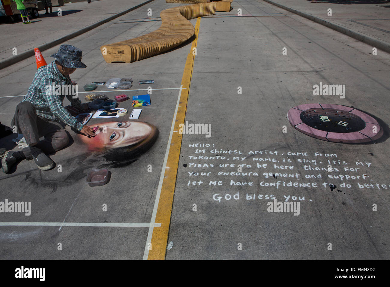 Artiste de rue chinois travaillant à Vancouver Banque D'Images