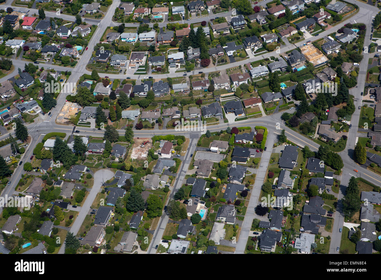 Vue aérienne sur la ville suburbian Vancouver Banque D'Images