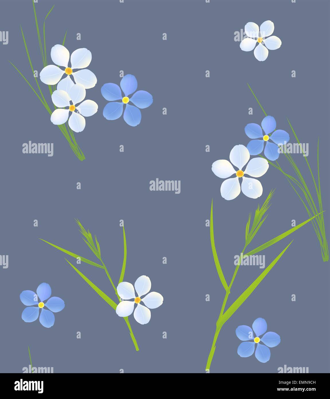 Retro transparente motif de petits brins d'herbe et de fleurs Illustration de Vecteur