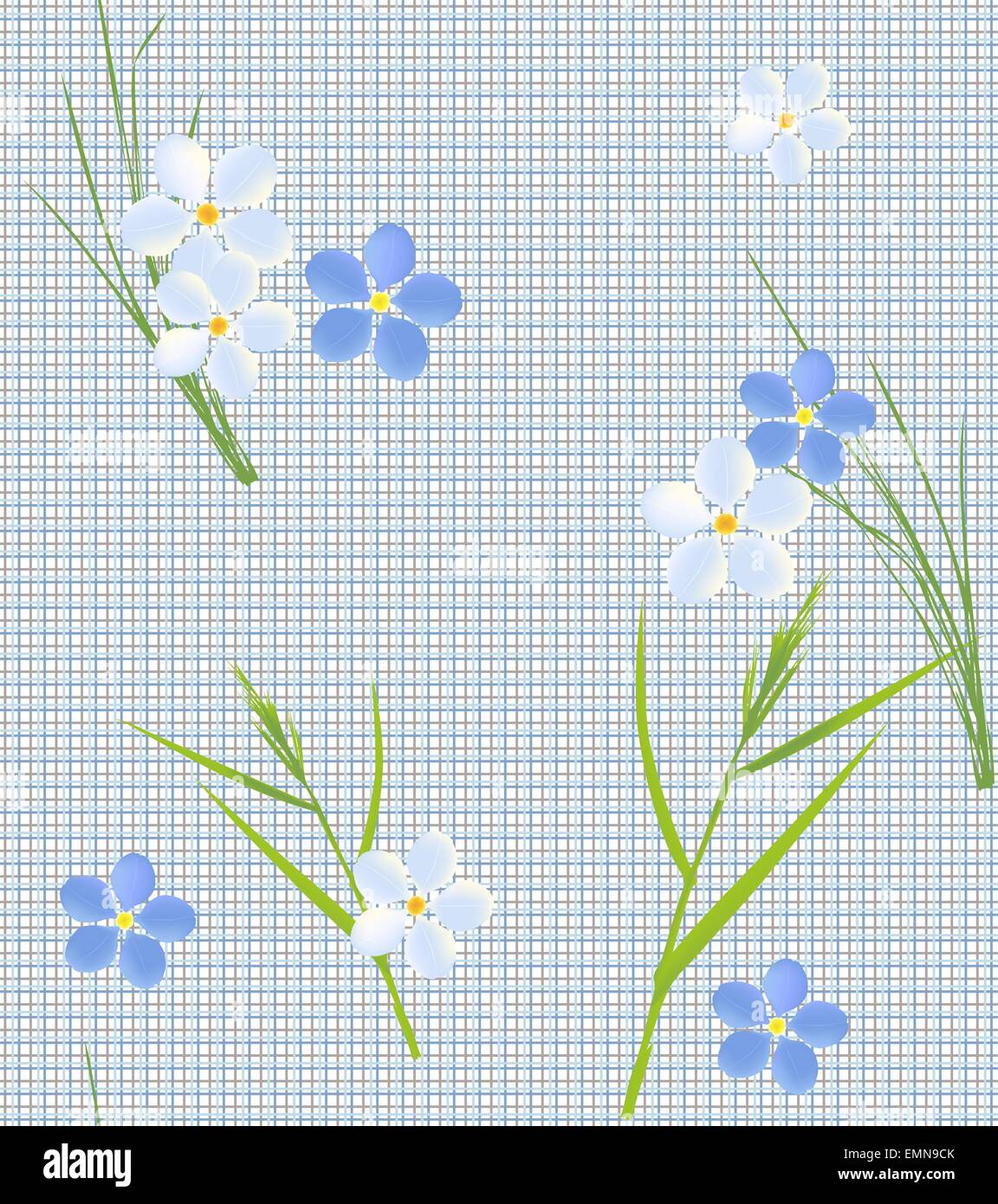 Retro transparente motif de petits brins d'herbe et de fleurs Illustration de Vecteur